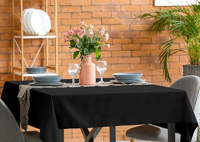 Utopia Kitchen Square Table Cloth 2 Pack(54x54 Inches, Black), Tablecloth Machine Washable, Polyester Table Cover for Dining, Buffet Parties, Picnics, Events, Weddings and Restaurants