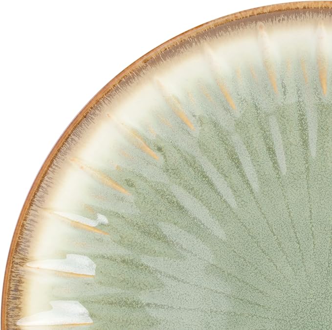 Gibson Elite Mayfair Bay 16-Piece Embossed Double Bowl Dinnerware Set, Service for 4 ??Green Stoneware Plates and Bowls