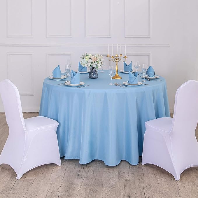 Cupuamon 120 inch Round Tablecloth Washable Polyester Table Cloth Decorative Table Cover for Wedding Party Dining Banquet（120 inch,Blue Mist）