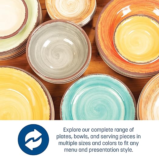 Carlisle FoodService Products Mingle Resuable Plastic Bowl Small Bowl with Pottery Style for Home and Restaurant, Melamine, 17 Ounces, Aqua, (Pack of 12)