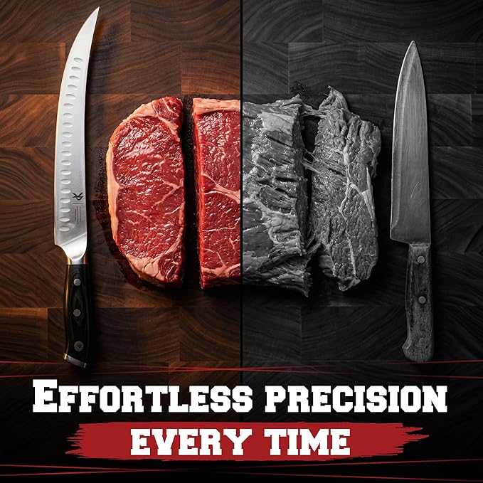KITCHEN PERFECTION 10??Butcher Knife for Meat Cutting & Trimming-Ultra Sharp Cimeter Breaking Carving Knife with Sheath- Premium German Steel,Full Tang Ergonomic Handle -Perfect Grilling Gifts for Men