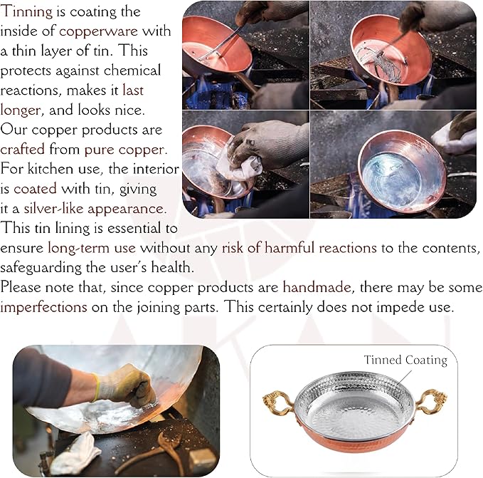Hakan Copper Egg Pan for Cooking | Handmade Small Frying Pan | Hammered Skillet with Double Handles for Omelette | Authentic Kitchen Cookware & Copper Gifts Idea, 5.5??(14 cm)
