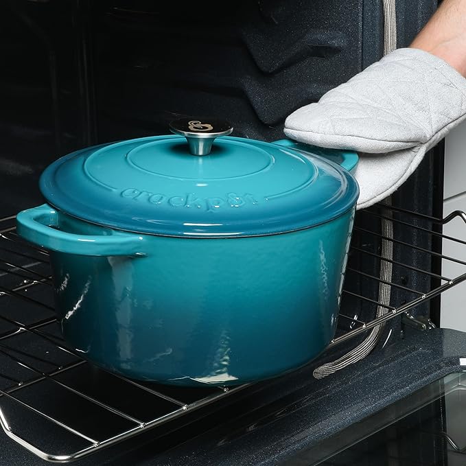 Crock-Pot Artisan 7-Quart Round Dutch Oven ??Teal Ombre, Enameled Cast Iron Oven Safe Cookware