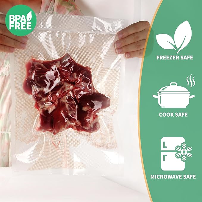 VanruVida Small Pint Size Vacuum Sealer Bags, 50 Count 5??x 8??BPA Free,Commercial Grade Textured Pre-Cut Seal Bags,BPA Free Food Storage Bags for Freezer, Meal Prep, or Sous Vide