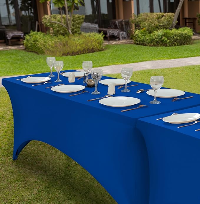 Utopia Kitchen 6FT Spandex Tablecloth [1 Pack, Royal Blue] 200 GSM Stretch, Fitted, Washable and Wrinkle Resistant Table Cloth Rectangle Cover for Trade Shows, Wedding, Parties [72Lx30Wx30H Inch]