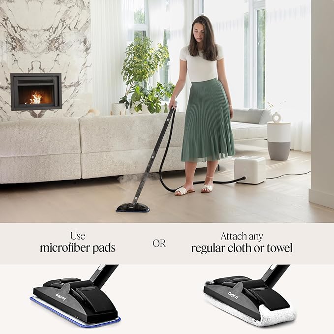 Dupray Neat Steam Cleaner with 22-Piece Accessory Kit ??Versatile, Portable Steamer for Floors, Upholstery, Tiles, and More, removes 99.9% of Bacteria & Viruses* (incl. x6 Triangle Bonnets)