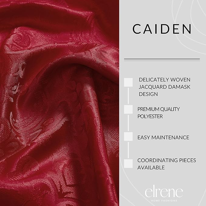 Elrene Home Fashions Caiden Elegance Damask Waterproof, Stain & Wrinkle Resistant Fabric Tablecloth, 60" x 120" Oblong/Rectangle, Red