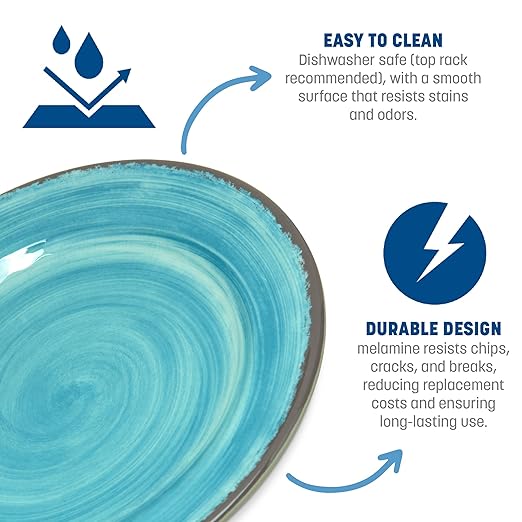 Carlisle FoodService Products Mingle Resuable Plastic Plate Appetizer Plate with Pottery Style for Home and Restaurant, Melamine, 7 Inches, Fireball, (Pack of 12)