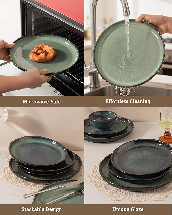 Dinnerware sets plates and bowls sets modern plates,Ceramic Dinnerware Sets,12 Pieces Porcelain Lightweight Plates,Scratch Resistant Dish Set (style - 7, 4 - Set (12pcs))