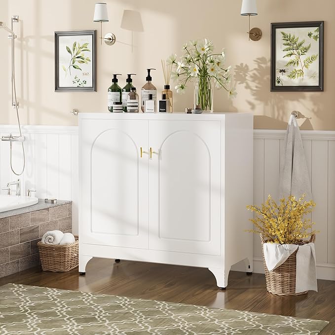 Coffee Bar Cabinet,Kitchen Storage Cabinet,Buffet Cabinet with Storage and Adjustable Shelf,White Sideboard Buffet Cabinets for Living Room