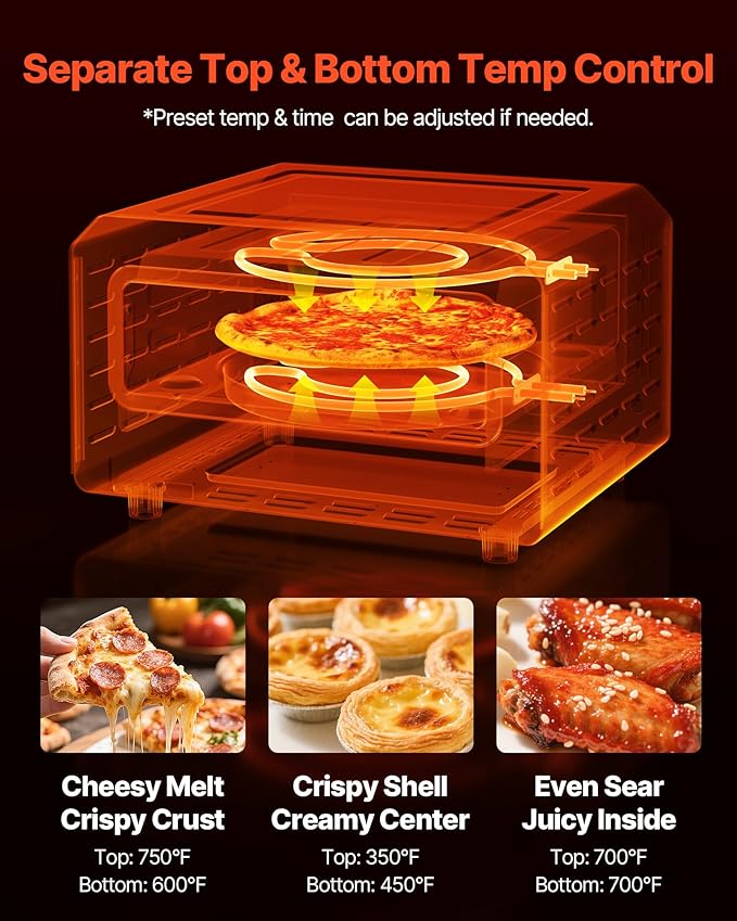 VEVOR Electric Pizza Oven, Smart Pizzas Maker Indoor with 5 Preset, 12-Inch Countertop Pizza Cooker w/Touch Srceen, 750??Max Temp, 2-Min Rapid Baking Oven Thin & Crispy, Neapolitan, Frozen, New York