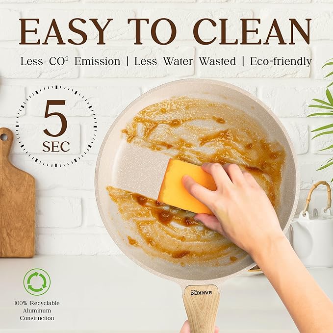 Bakken-Swiss 14-Piece Kitchen Cookware Set ??Granite Non-Stick ??Eco-Friendly ??PFOA, PFOS, and PTFE Free for All Stoves & Oven-Safe,