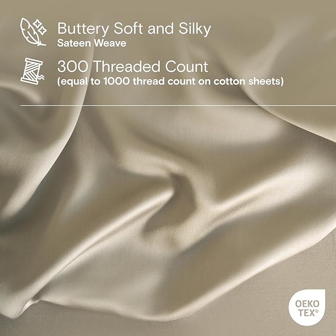 DOZ Sheet Set, 100% Viscose derived from Bamboo, Organically Grown, Buttery Soft, Cooling Sheets, High GSM, Deep Pockets - 3 Piece - 2 Pillowcases 1 Fitted Sheet (Fog, Full)
