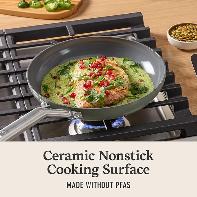 Calphalon짰 Ceramic Nonstick 8" and 10" Frying Pan Set, Silver Ash