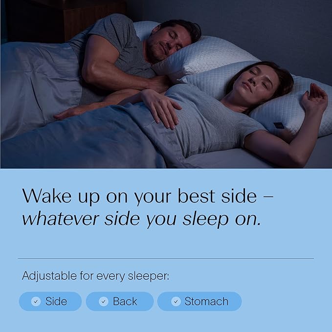 DreamyBlue Signature Pillow w/Adjustable Loft ??Shredded Memory Foam Fill ??Neutral Alignment for Side, Back, and Stomach Sleepers ??Washable Bamboo Rayon Cover ??CertiPUR-US Certified Foam (Queen)