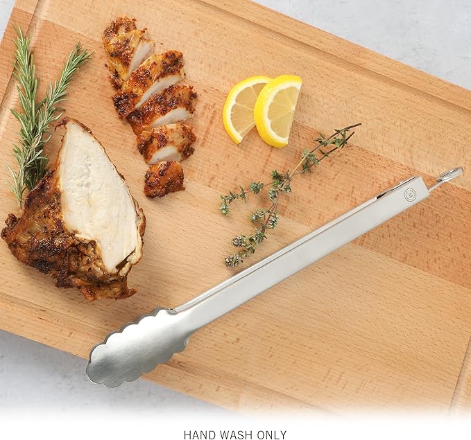 Martha Stewart Richburn 12-Inch Stainless Steel Kitchen Tongs ??Durable, Heat-Resistant Cooking and Serving Tool