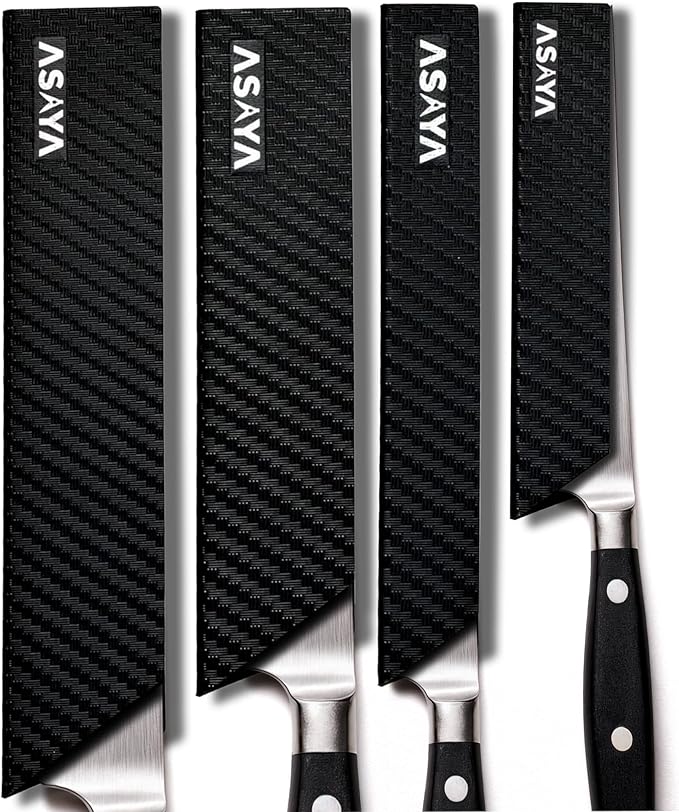 Asaya Professional Knife Edge Guards -Universal Blade Covers - Extra Strength, ABS Plastic and BPA-Free Felt Lining, non-Toxic and Food Safe - Knives Not Included (4Pcs)