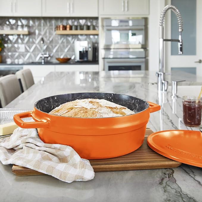 All American 1930 - Dutch Oven - The Saucier Set, Saffron Orange - 5.5qt Capacity - Perfect for Sauces, Soups & Simmering - Non Stick & PFAS Free - Made in the USA