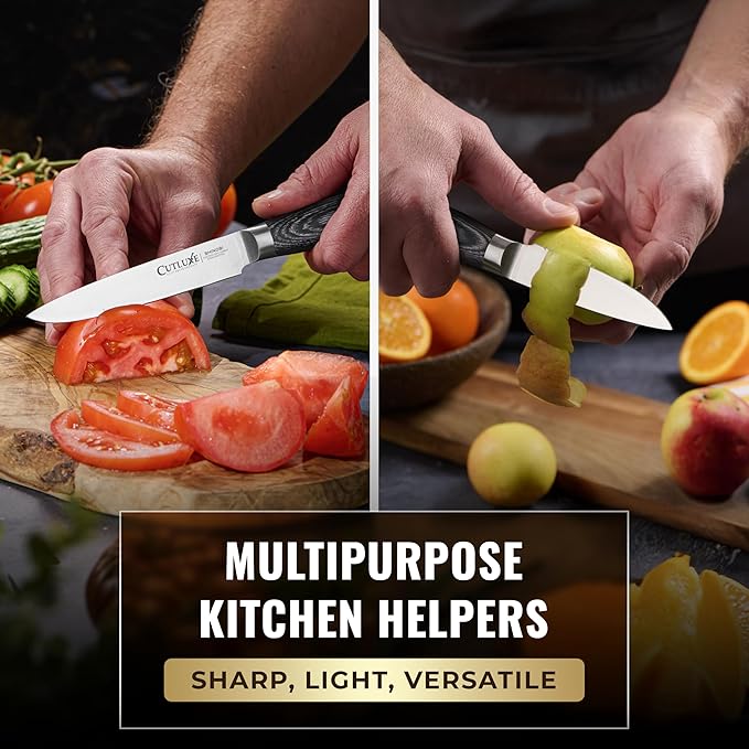 Cutluxe 5-Piece Chef Knife Set ??Ultra Sharp Japanese Kitchen Knives, High Carbon Stainless Steel Blades, Full Tang Pakkawood Handles ??Shinobi Series