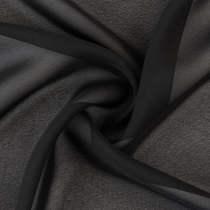 flohar 12Pack 9ft Chiffon Table Runner 14x108 Inch Sheer Romantic Table Runner for Wedding Birthday Party Bridal Shower Outdoor Decoration-Black