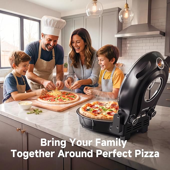 SEMSCHEF 12-Inch CrustyBake Beginner's Ceramic Stone Pizza Oven: Quick 800째F Heating, Easy-Clean Design, Recipe Book & All Tools Included - Perfect for First-Time Pizza Makers at Home