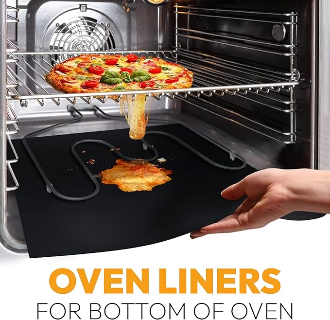 Heavy Duty Oven Liners for Bottom of Oven, Non Stick Teflon Liners for Electric or Gas Ranges, Reusable Mats for Electric Gas Microwave or Grill, BPA & PFOA Free Spill Guard, Kitchen Accessory