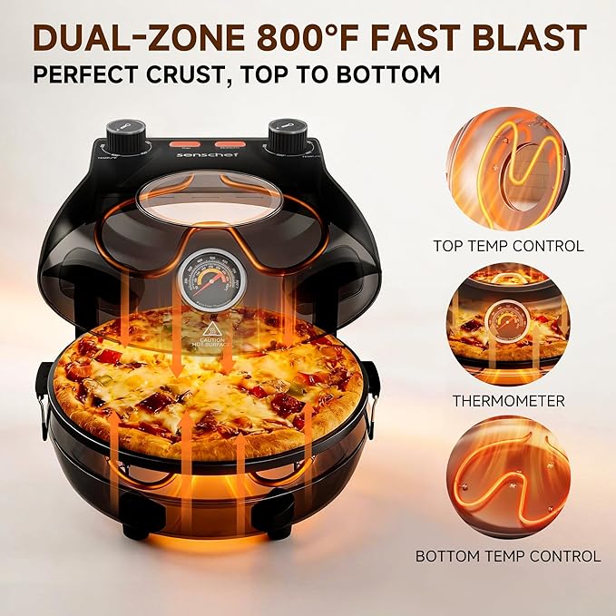 SEMSCHEF 12-Inch CrustyBake Beginner's Ceramic Stone Pizza Oven: Quick 800째F Heating, Easy-Clean Design, Recipe Book & All Tools Included - Perfect for First-Time Pizza Makers at Home
