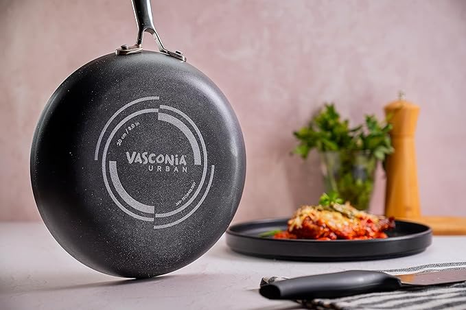 Vasconia 11-Piece Aluminum Cookware Set - Nonstick Pots and Pans with Lids - Dishwasher, Oven Safe up to 475째F - Skillets, Griddle, Casserole, Dutch Oven - Black