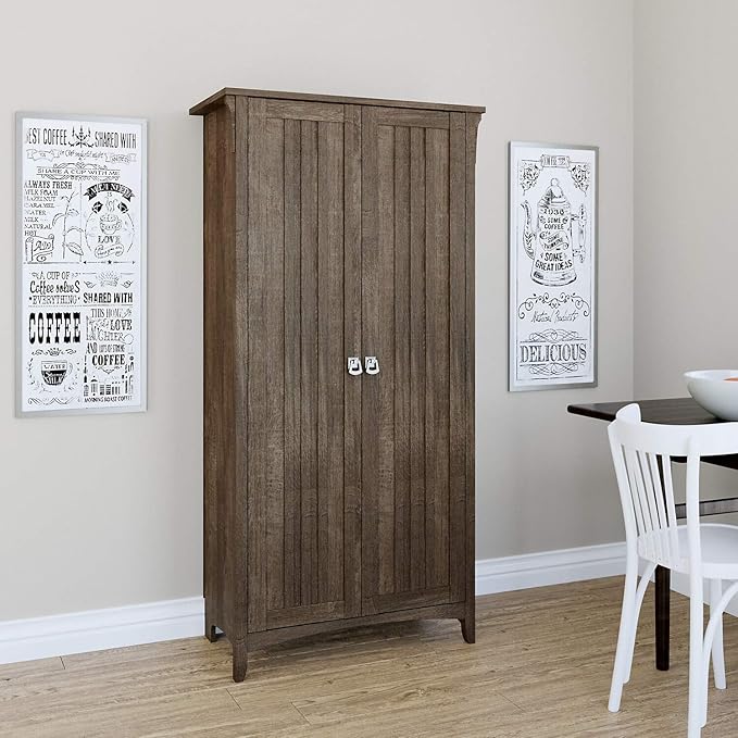 Bush Home Salinas Kitchen Pantry Cabinet with Doors in Ash Brown
