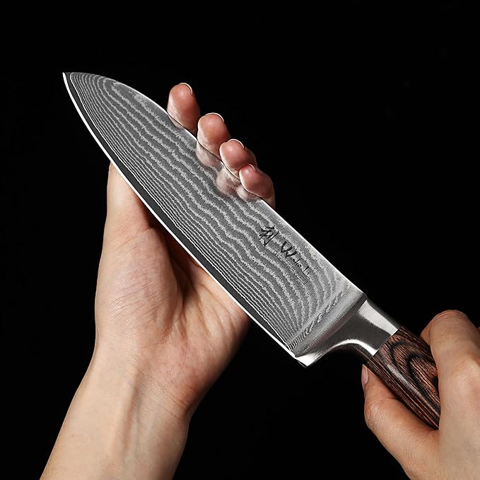 Wakoli EDIB 2-Piece Damascus Kitchen Knife Set ??Santoku & Small Santoku with VG10 Core made of 67-Layer Damascus Steel Blades ??Professional Chef Knives with Ergonomic Pakkawood Handles in Gift Box