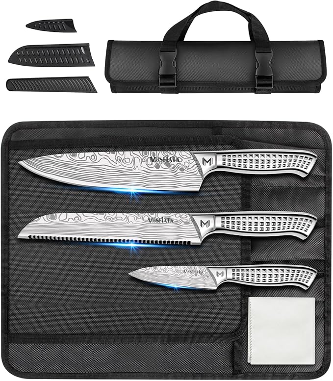 MOSFiATA 6pcs knife set竊똉apanese Stainless Steel Knife Sets for Kitchen with Oxford cloth storage bag Dishwasher Safe, For Outdoor