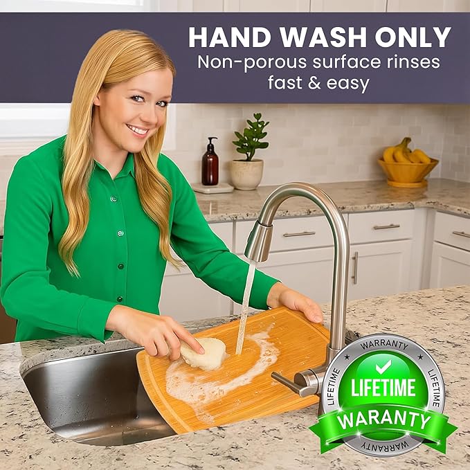 Extra Large Bamboo Cutting Board Set of 2 ??Wood Cutting Boards for Kitchen with Glue-Free Surface??& Juice Groove ??Non-Toxic Wooden Chopping Boards, FSC-Certified, Durable Carving Boards