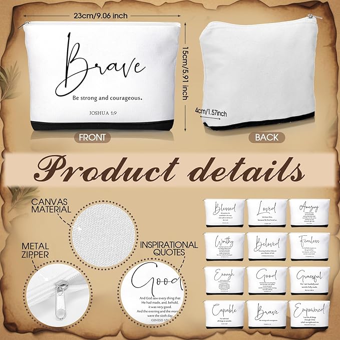 36 Pcs Inspirational Christian Gift for Women Bulk 13 oz Ceramics Bible Verse Coffee Mugs Religious Makeup Bags Compact Mirrors Church Gift for Mom Wife Godmother Teacher(Colorful)