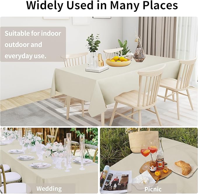 Easy-Going Faux Linen Waterproof Spill-Proof Tablecloth Stain Resistant Rectangle Table Cloth Wrinkle Free Decorative Fabric for Kitchen, Dining, Party, Weddings, Restaurants (60x84 in, Beige)