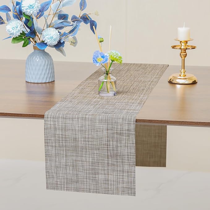 Myir JUN Table Runner, Vinyl Table Runner Indoor Arbitrarily Cropped Runner for Table Heatproof for Home Party (Caramel, 12 x 94 inch)