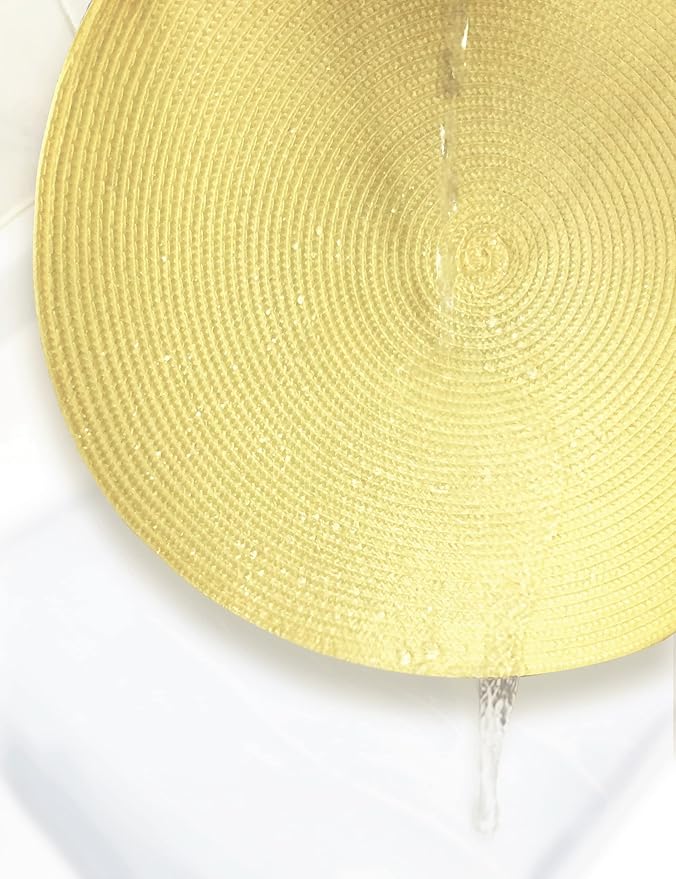 HODJOY Round Placemats Set of 6, Table mats for Indoor and Outdoor Dining Tables, Washable Woven Non-Slip Placemats 15inch (Straw Yellow)