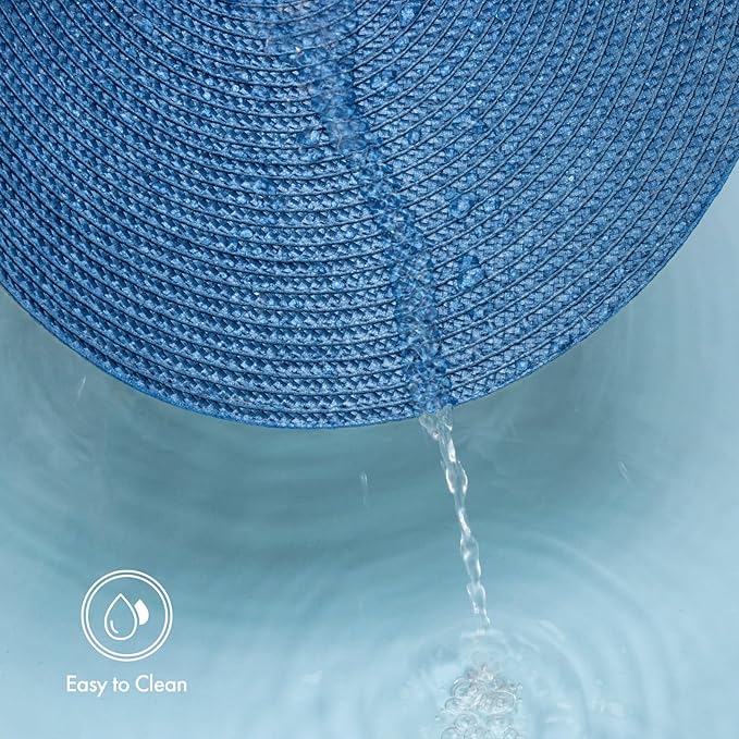 Winknowl Round Braided Placemats Set of 8 Washable Woven Heat Resistant Table Mats for Kitchen Dining Tables 15 inch Round Place Mats (Blue,8pcs)