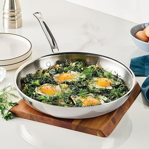 Hestan ProBond Luxe 11-Inch Skillet, Professional Clad Stainless Steel ProCore Tri-Ply Clad Construction, Polished Exterior, Induction & Oven Safe