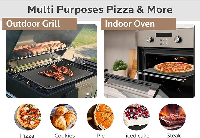 OLEEK Pizza steel Sheets for oven - Metal baking steels sheets for oven - Pizza steel 16x13.4 inches - Steel pizza stone for oven - Baking's steels pro pizza - Baking's stone for oven