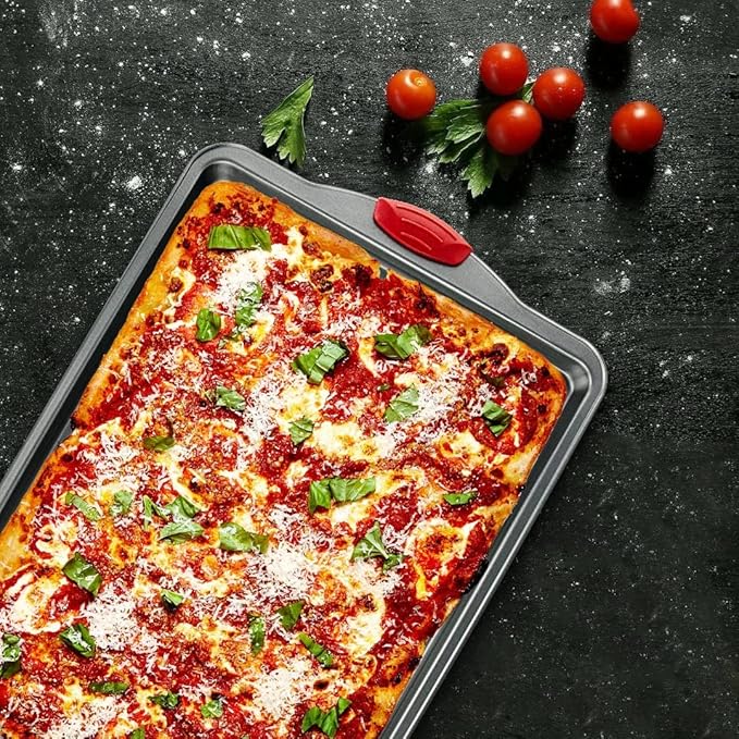 Premium Nonstick Baking Sheet Pans ??Set of 3, Heavy-Gauge Carbon Steel, Warp, Dent, and Rust-Resistant ??Gourmet Rimmed Half Cookie Sheet Trays, Non-Toxic for Exceptional Baking Performance