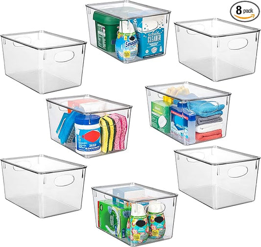 ClearSpace Plastic Storage Bins With lids, 8 Pack ??Perfect Pantry Organization and Storage ??Fridge Organizer, Pantry Storage Containers and Storage Bins, Cabinet Organizers