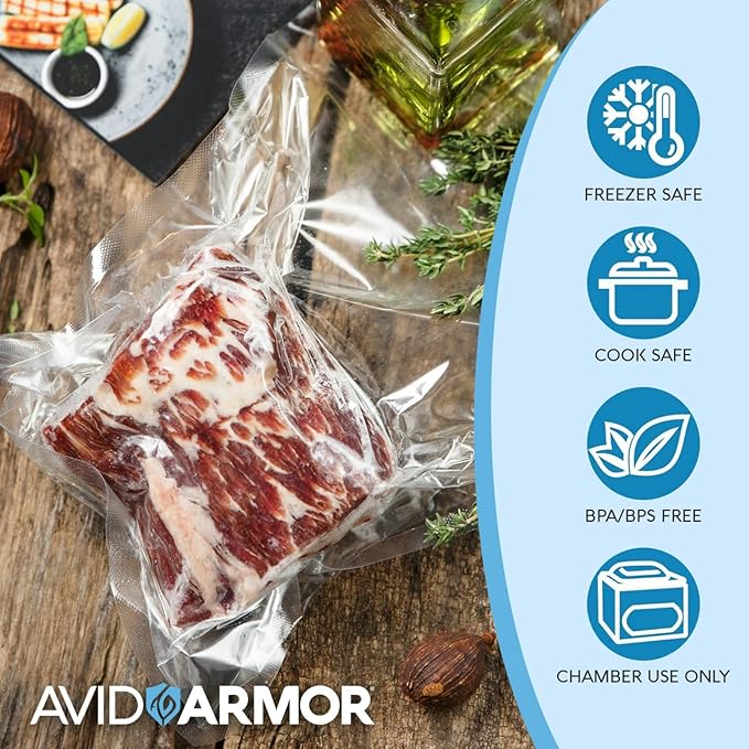 Avid Armor Chamber Vacuum Sealer Bags ??6x10" & 8x12" ??280 Pack ??Heavy Duty Commercial Grade, BPA-Free Pouches for Sous Vide, Food Preservation, Meat Storage, Freezing, and Long-Term Storage
