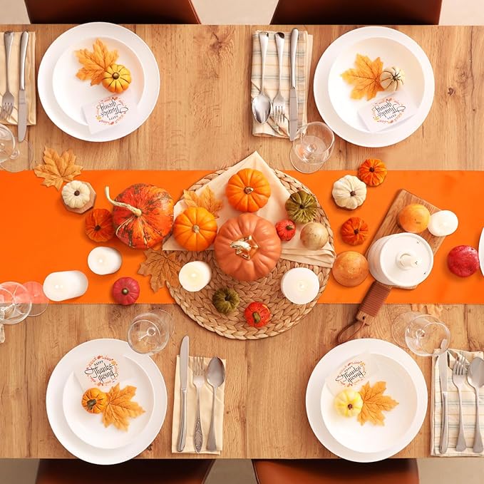 Bencailor 24 Pcs Orange Satin Table Runner Bulk 12 x 108 Inches Long Table Runners Bright Smooth Fabric Tablecloth for Wedding Banquet Birthday Valentines St Patrick's Day Party Decorations