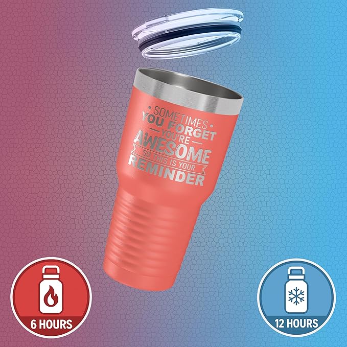 Spotted Dog Company Inspirational Tumbler, Inspirational Gifts for Men Dad Father Wife Sister Women, Birthday For Him Her, You?셱e Awesome Tumbler, Teacher Coworker Gifts 30oz Coral