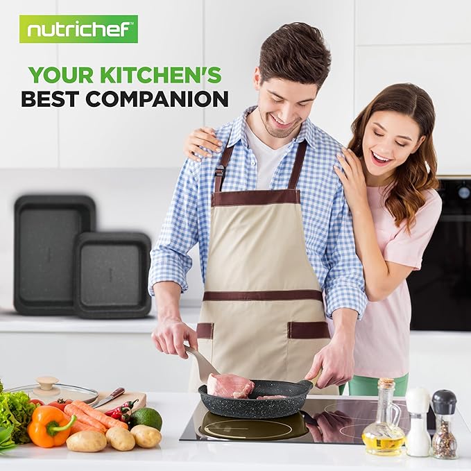 NutriChef 22?멠iece Non?멣tick Ceramic Pots and Pans Set ??For All Cooktops Including Induction ??PTFE & PFAS Free, Includes Bakeware & Utensils