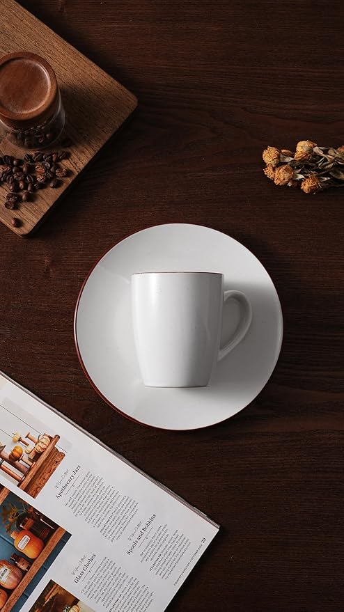 famiware Venus Coffee Mugs for 4, 12 oz Mug Set, Dringking Cup with Handle for Coffee, Tea, Cocoa, Milk, White