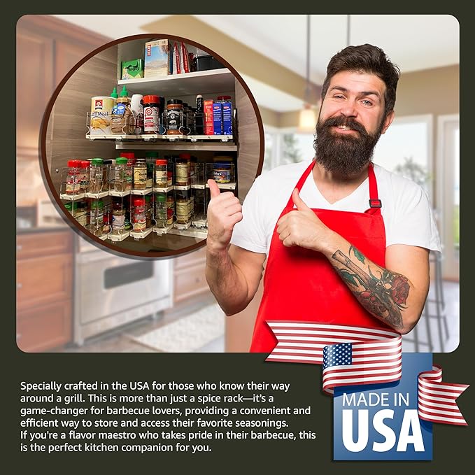 Vertical Spice - Large Pullout Sliding Spice Rack Organizer - 2 Individual 1 Tier Drawers - Premium Rolling Seasoning Holder/Caddy for Hidden Pantry Storage - Made in USA (6.9''W x 5.0" H x 10.6''D)