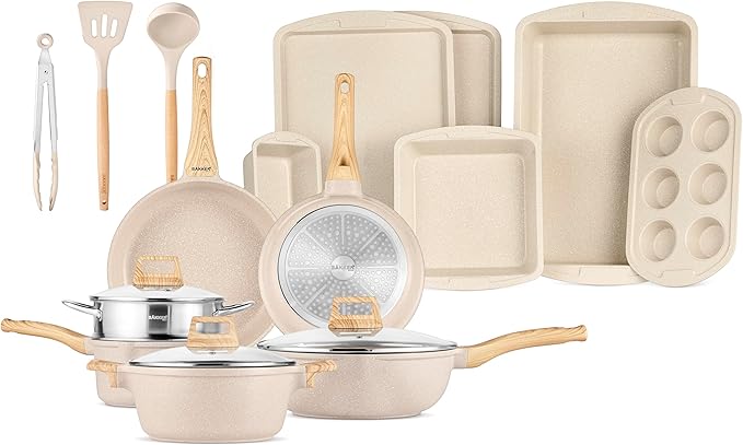 Bakken-Swiss 20-Piece Kitchen Cookware Set ??Granite Non-Stick ??Eco-Friendly ??for All Stoves & Oven-Safe