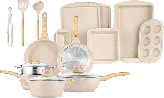 Bakken-Swiss 20-Piece Kitchen Cookware Set ??Granite Non-Stick ??Eco-Friendly ??for All Stoves & Oven-Safe