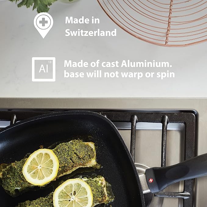 Swiss Diamond 8" 2.3Qt Casserole Pan HD Nonstick Diamond Coated Aluminum Casserole Pan Includes Lid PFOA Free Dishwasher/Oven Safe Casserole Pan Grey…